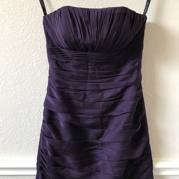 Bill Levkoff Plum Purple Ruched Instant Slimming Strapless Cocktail Dress Size 4 - Picture 3 of 16